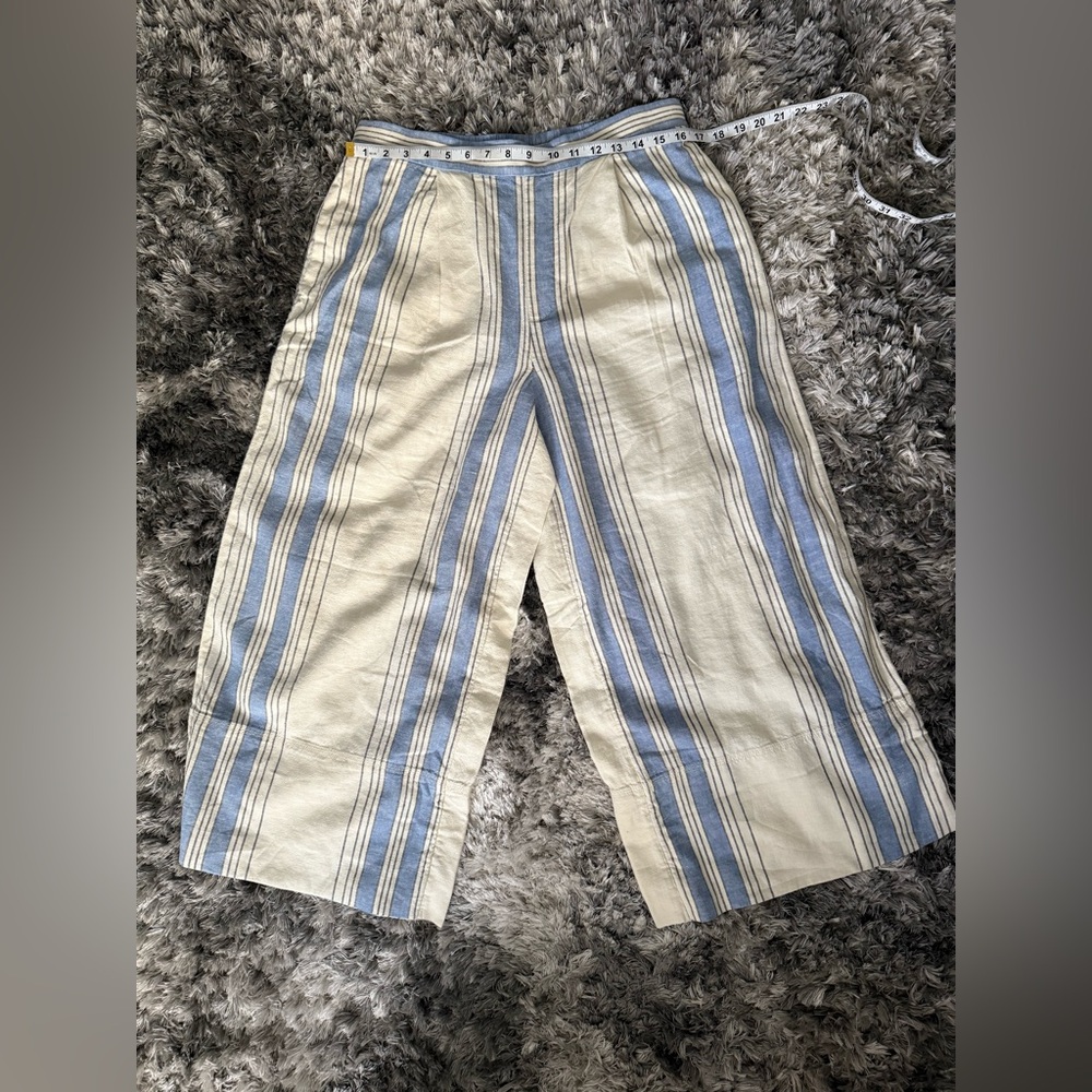 Banana Republic NEW WITH TAGS Striped Linen-Blend Wide-Leg Cropped Pant ~ Medium